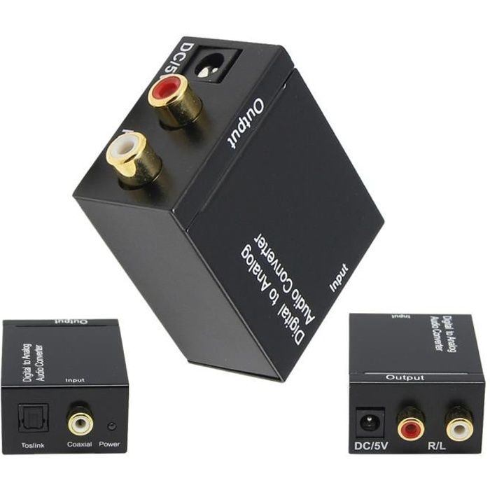 Convertisseur audio coaxial et Toslink vers L/R analogique et prise jack  3.5 mm