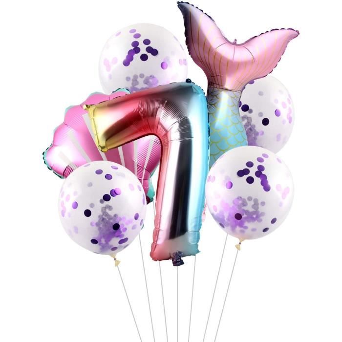 Décoration Anniversaire Sirène 8 Ans - Ballon Chiffre 8 - Kit Anniversaire Fille Deco