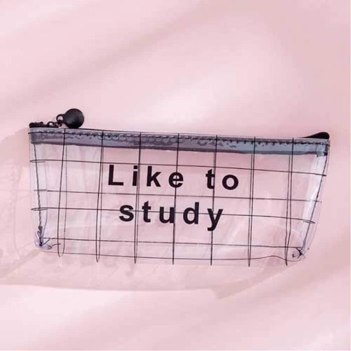 Trousse Kawaii Transparente Upxiang - Taille A 21cm - Multifonction 5 Compartiments
