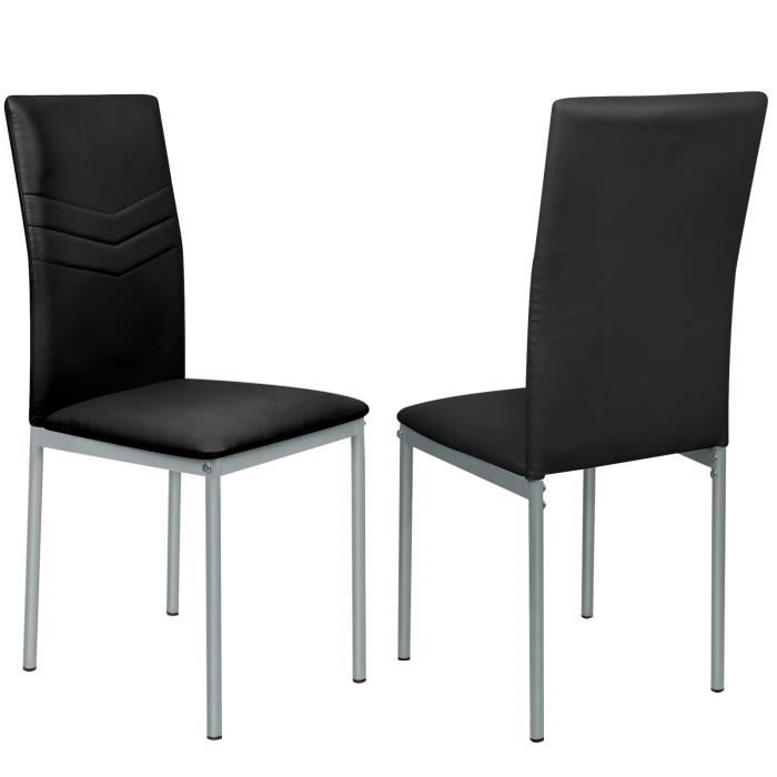 luxstore chaises noires*2, chaise  de salon, chaise de cuisine, siège en pvc, chaise moderne pour salle à manger