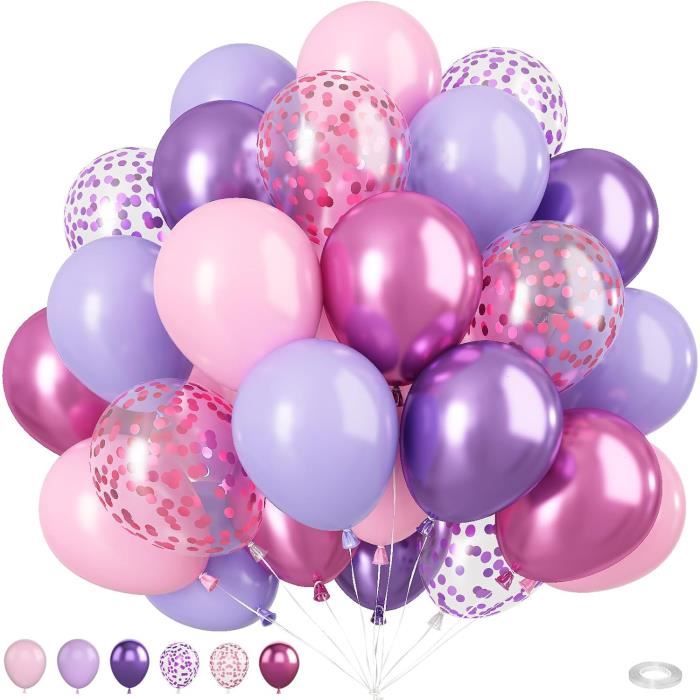 Ballons Rose Violet, 50 Pcs Ballons Rose Violet, Pastel Violet Rose Hélium  Confettis Ballons En Latex Ensemble Ballons De Fêt[H329]