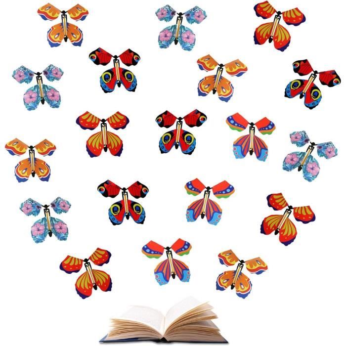 VIKSAUN 10 Cartes Papillon Magique - Papillons Volants Élastiques - Cadeau Surprise Anniversaire - 11x14cm