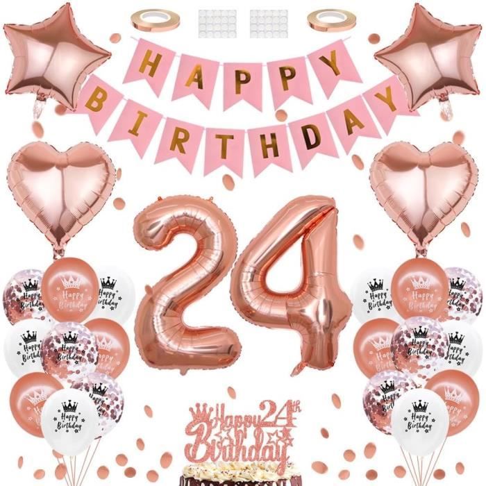 Decoration Anniversaire 24 Ans Homme, Ballon 24 Ans Anniversaire Femme, Decoration Gateau Anniversaire 24 Ans Noir Et Or Hap[u13328] - Maison