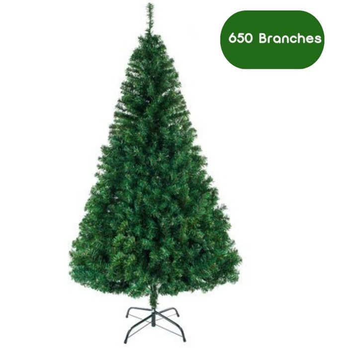 Sapin De Noël Artificiel 213,5 Cm - 1446 Branches Avec Support Métal, Arbre De Noël Réaliste