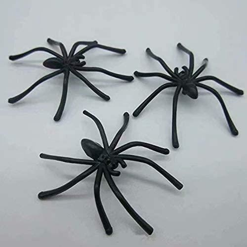 TUPARKA 50 Stück Halloween Spinnen – Schwarze Kunststoff-Spinnen, Ca. 5 Cm, Für Grusel-Dekoration