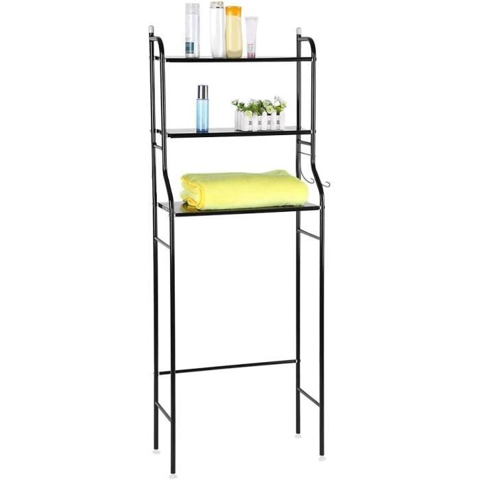 Meuble de Rangement - WC étagère en acier - Noir