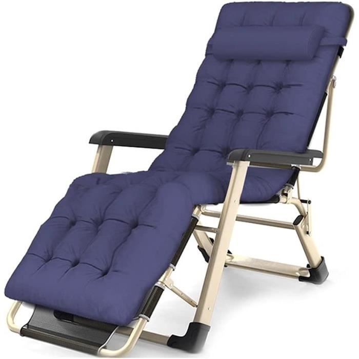 Lit De Camp Pliant NYXIFYLO - Chaise Longue 4 Positions Avec Coussin - Support 200 Kg - Pour Jardin, Piscine, Bureau - 5