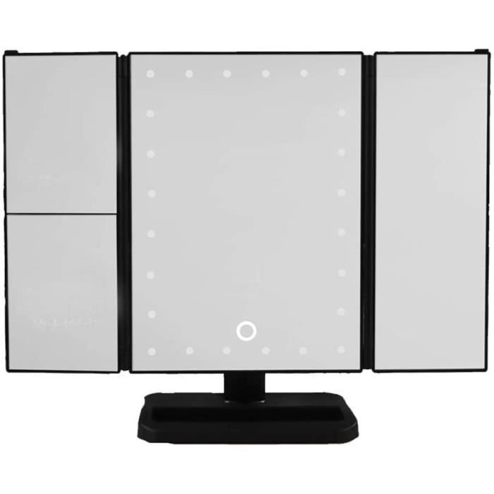 Miroir à LED Sur Pied Pour Maquillage - Rond Ou Carré, Lumière LED Intégrée, Dimensions 20x20x15 Cm