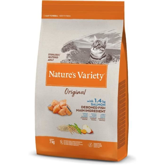 Croquettes pour chat - Natures Variety - Original Sterilisé - Saumon - 7kg - Alimentation équilibrée