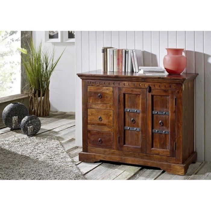 Buffet - Bois massif dacacia laqué (Nougat) - Style colonial - OXFORD 408