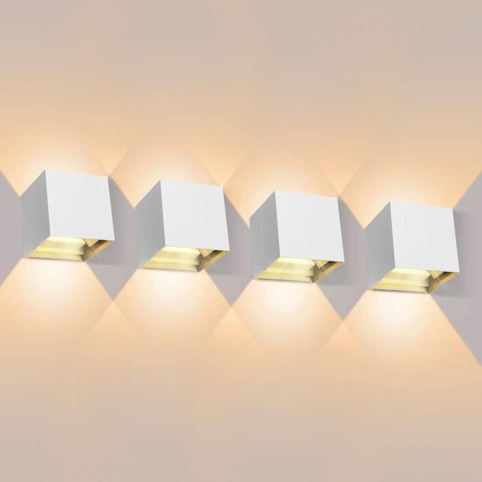 Applique murale LED IP65 Salon Lampe de couloir Escalier Lampe murale Déco  Extérieur 12W Blanc Blanc chaud 2 pièces