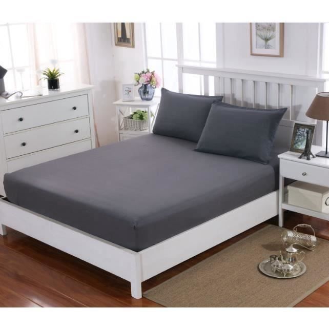Drap Housse 120x200 Cm En Microfibre Gris Achat Vente Drap Housse Cdiscount