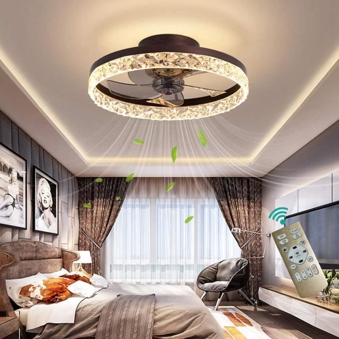 YAOXI LED Plafonnier Ventilateur Telecommande Silencieux Chambre Ventilateur De Plafond avec Lumiere Salon Moderne Dimmable 50cm629