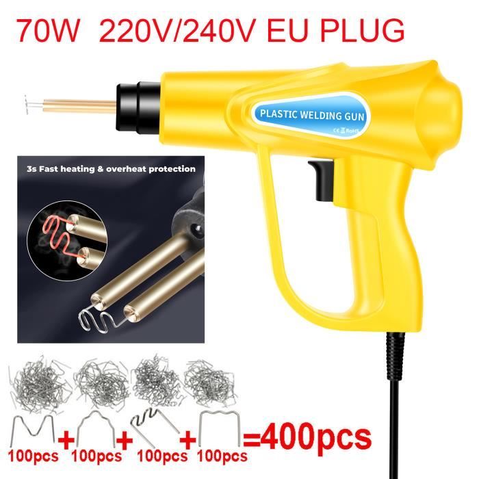 Pistolet à Souder Plastique 100W Behogan Avec 200 Agrafes - Réparation Pare-chocs, Jouets, 500°C Max