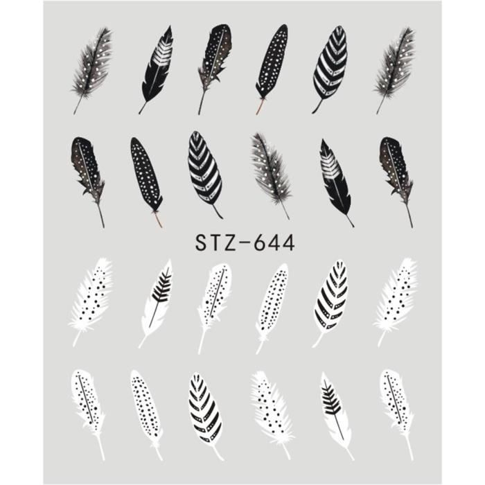Stickers Nail Art Pour Ongles - Motif Plumes Et Léopard Violet, Autocollants, Neufs