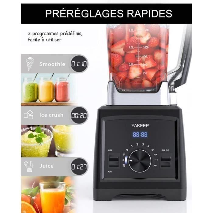 Hompiper Blender Professionnel 2000W, Mixeur Blender Multifonctionnel, 4 Programmes Préréglés, 8 Vitesses, 33000 tr/min, Récipient Tritan 2L, Sans BPA, Autonettoyant Hompiper Blender Professionnel 2000W, Mixeur Blender Multifonctionnel, 4 Programmes Préréglés, 8 Vitesses, 33000 tr/min, Récipient Tritan 2L, Sans BPA, Autonettoyant