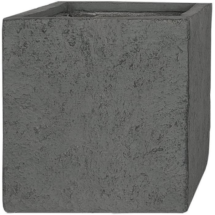 Fioriera Cubo Pflanzwerk Wood Grey 28x28x28 Cm – Resistente Al Gelo E Ai Raggi UV, In Vetroresina, Qualità Europea Fatta A Mano