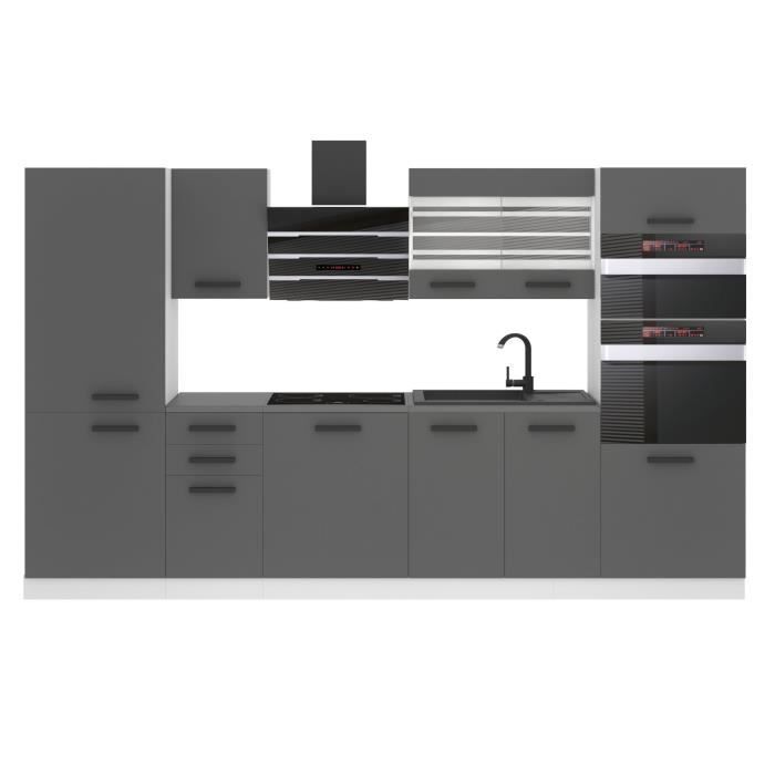 Cuisine Complète - B BELINI GROUP - MILA - 300 cm - Argent Mat - Design Contemporain