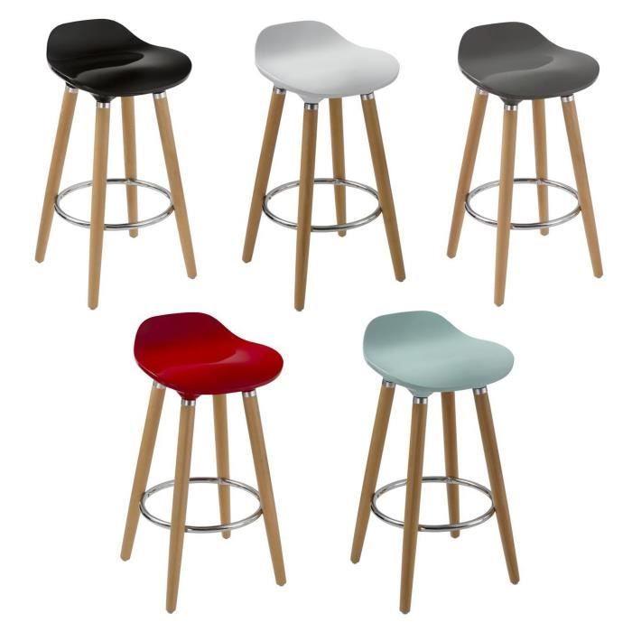 Oslo Lot De 5 Tabourets De Bar Blanc Bleu Gris Rouge Et