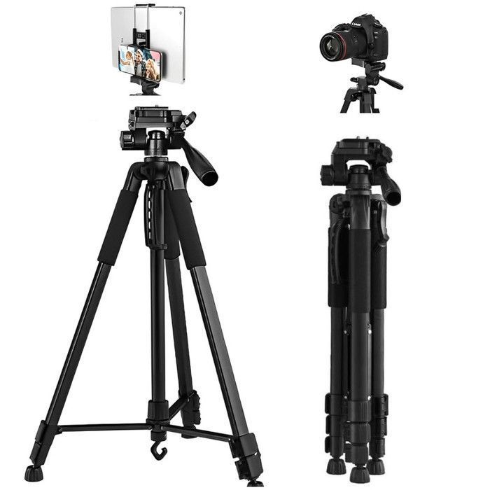 170cm Trépied pour Appareil Photo,Extensible Aluminium Trépied Caméra avec Sac de Voyage&Support de Téléphone pour Smartphone/Vlog
