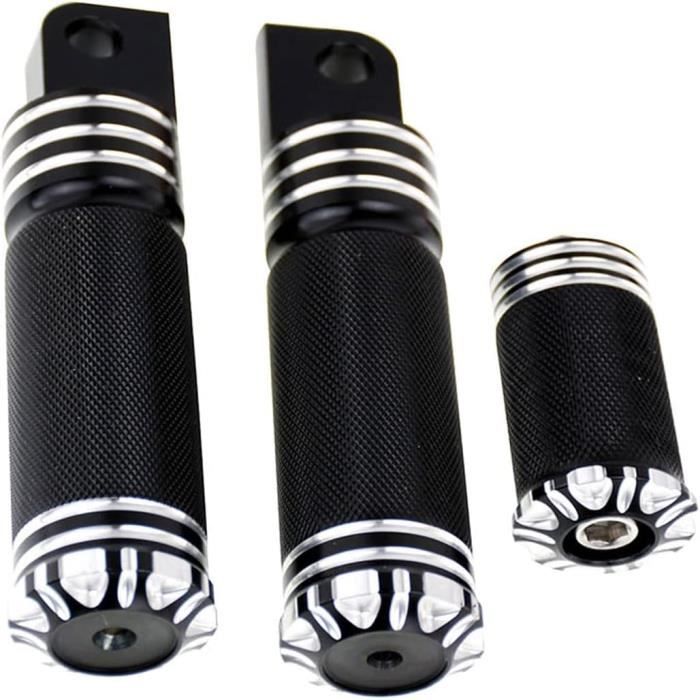 Pédales De Plancher Avant/arrière Pour Harley Sportster XL883/XL1200 & Dyna - Chrome Et Noir, 2 Pièces