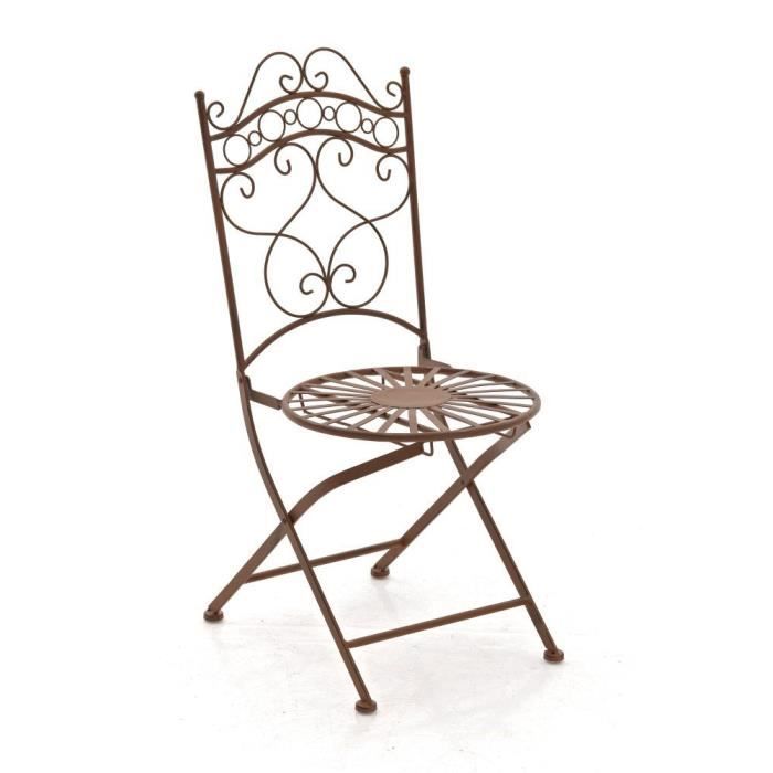 Chaise de jardin en fer forgé Indra - CLP - pliante - marron antique Chaise de jardin en fer forgé Indra - CLP - pliante - marron antique