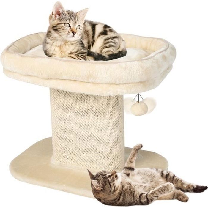 Arbre &agrave; Chat en Forme de Tour 50CM, Tour &agrave; Gratter en Sisal pour Chaton, Beige
