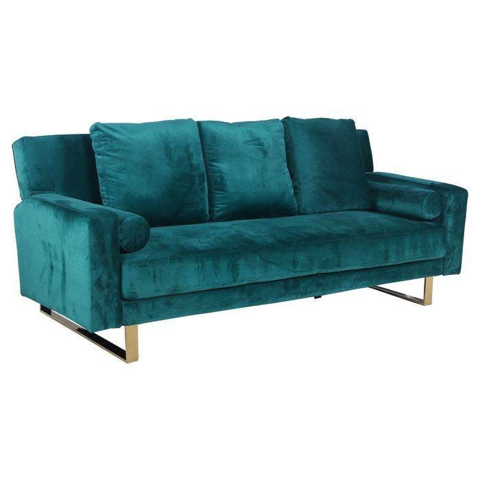 MENZZO Canapé convertible clic-clac Djobi Velours Vert Pied Or -L210 x P95 x H90 cmPosition lit : L210 x P107 x H42 cm MENZZO Canapé convertible clic-clac Djobi Velours Vert Pied Or -L210 x P95 x H90 cmPosition lit : L210 x P107 x H42 cm