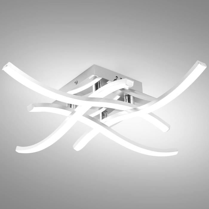 plafonnier led moderne pour salon chambre cuisine, 24w 6500k lumière blanche, blanc [classe énergétique e]