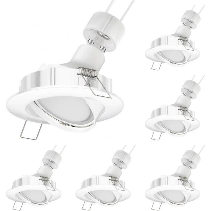 6 Spots Led Encastrés Au Plafond Circ Orientables Gu6,74W 630Lm Blanc ...