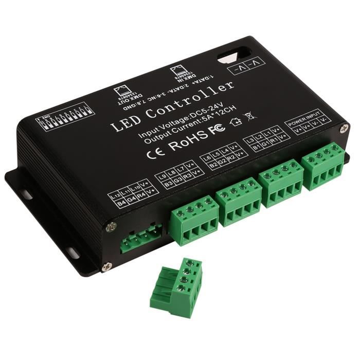 Décodeur DMX LED, module de bande de pilote de décodeur DMX 6 canaux ...