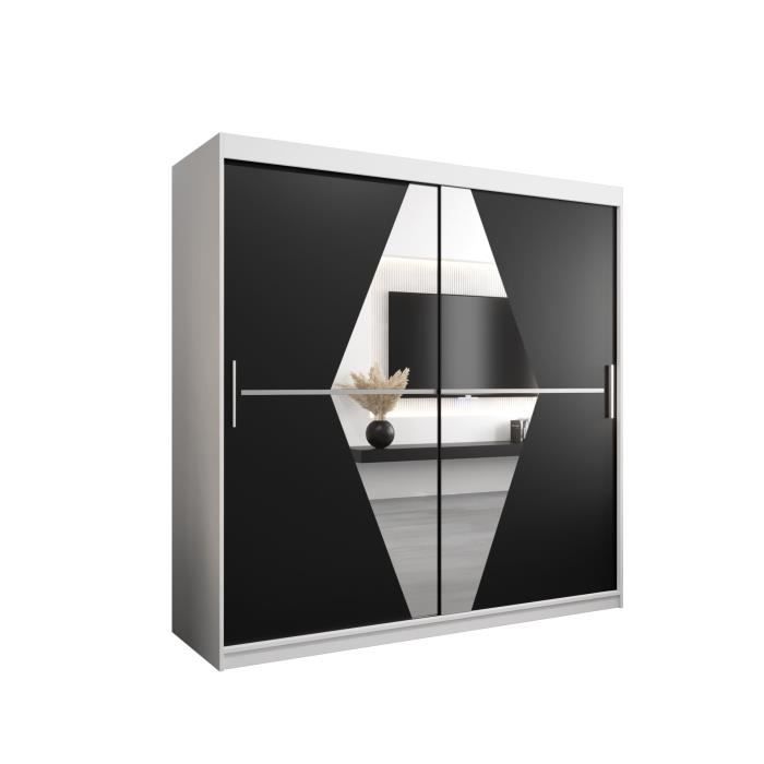 Armoire U00e0 Portes Coulissantes Minden Du00e9cor Chu00eane U00e0 Planches Graphite 270 X 210 X 65 Cm, Avec Miroir | OTTO'S