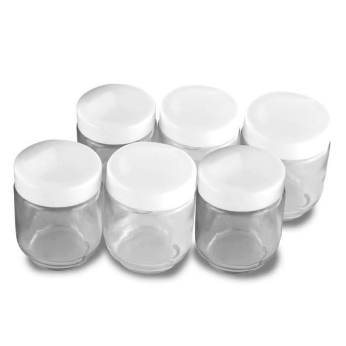Pot de yaourt en verre avec couvercle plastique - Par 6