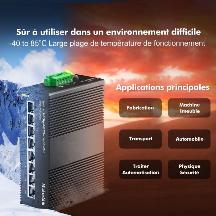 Commutateur Ethernet 8 Ports 2.5G + 2 Slots SFP+ 10G - MokerLink Mini Métal Non Géré - Pour NAS, Gaming, WiFi 6 - Plug & Play