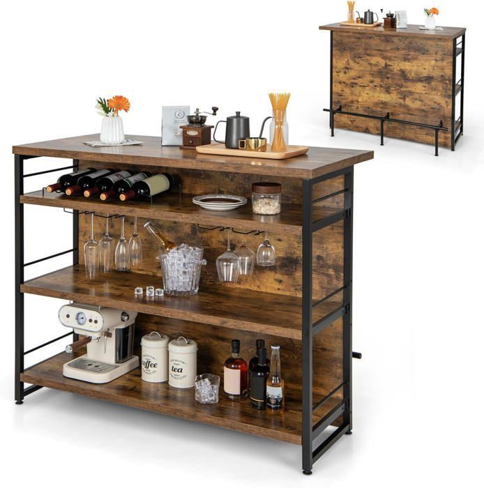 COSTWAY Table De Cuisine En Acier Inoxydable à Roulettes Verrouillables 122x61x90cm Etagères Inférieure Réglable Plan De Travail - Maison