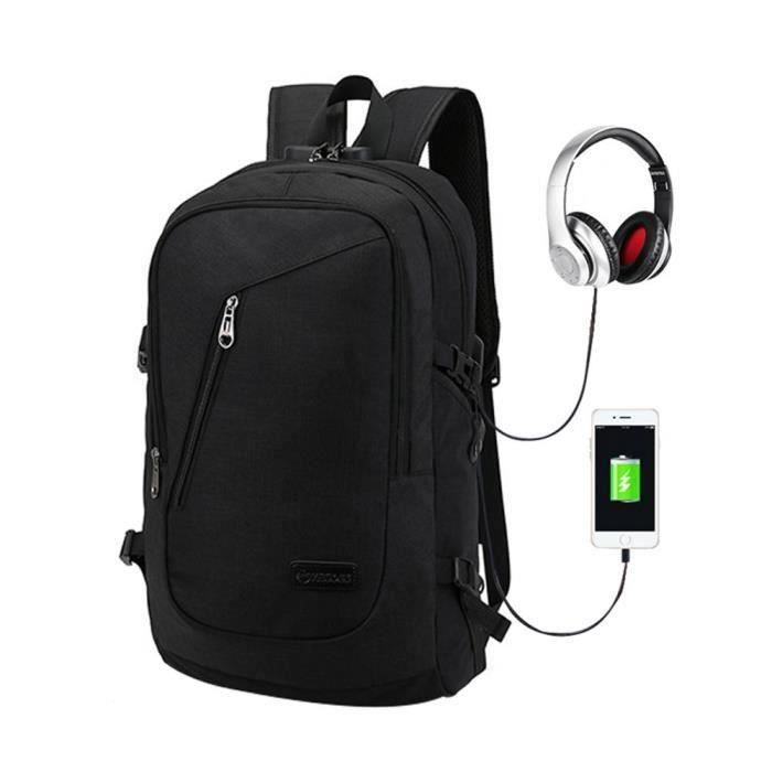 Sac à Dos Noir Imperméable Avec Compartiment Pour Ordinateur Portable - Marque Euroweb