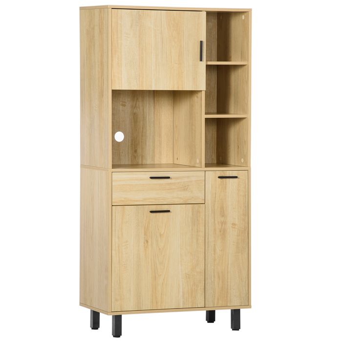 HOMCOM - Armoire de cuisine - Panneaux de particules - 78x40x166cm - Bois naturel