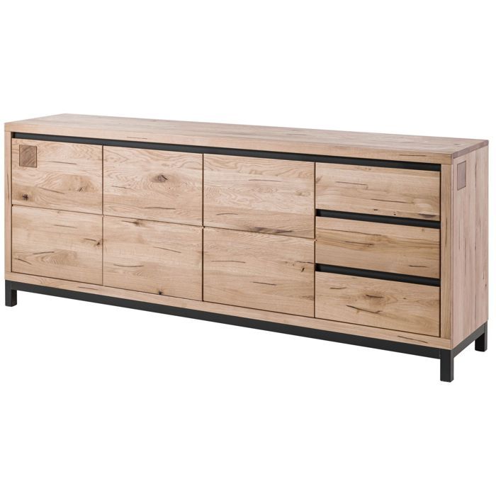 Buffet bas Chêne sauvage beige huilé massif 210x45x85 cm (BxTxH) bois massif VILLANDERS #252 Buffet bas Chêne sauvage beige huilé massif 210x45x85 cm (BxTxH) bois massif VILLANDERS #252