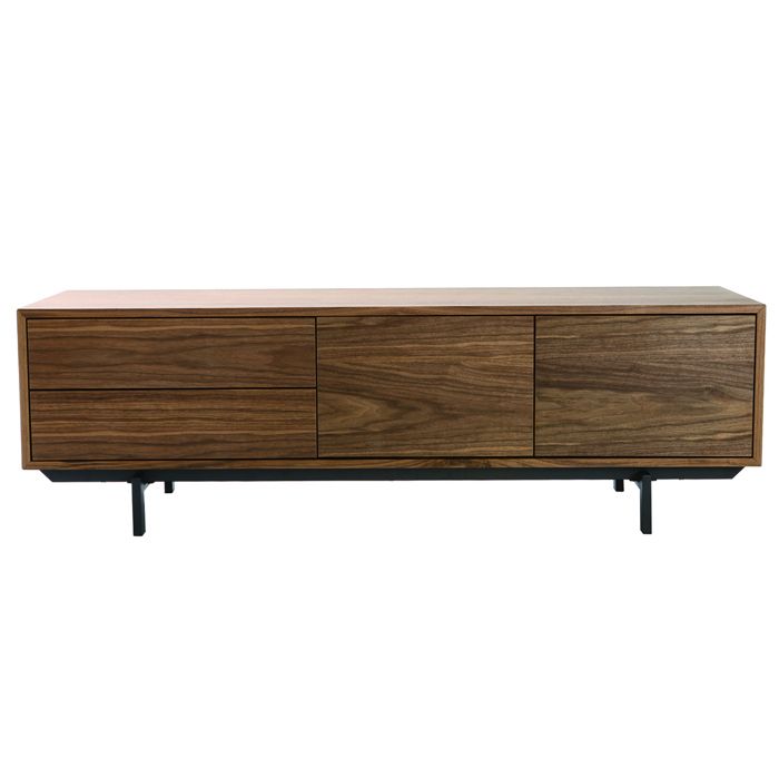 Miliboo - Meuble TV vintage en bois foncé avec rangements fermés L160 cm MANNY Miliboo - Meuble TV vintage en bois foncé avec rangements fermés L160 cm MANNY