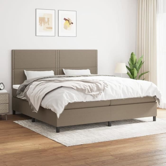 Lit à sommier tapissier avec matelas Taupe 200x200 cm Tissu Mothinessto LY1420