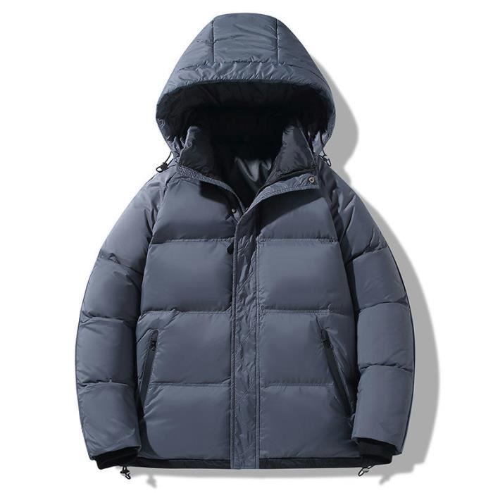 Doudoune Courte Capuche Homme Hiver Chaude Casual Veste Zippee