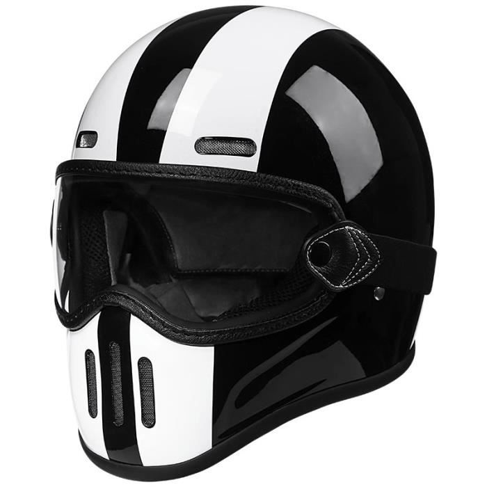 Casques De Moto Intégraux Rétro Pour Adultes Hommes Femmes Vintage Moto Cyclomoteur Rue Vélo Scooter Casque Avec Double Visière Approuvé Dot/ECE,A,M