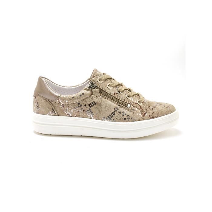 Pédiconfort Baskets femme Pédiconfort - PEDICONFORT - Beige imprimé - Femme - Zip - Cuir