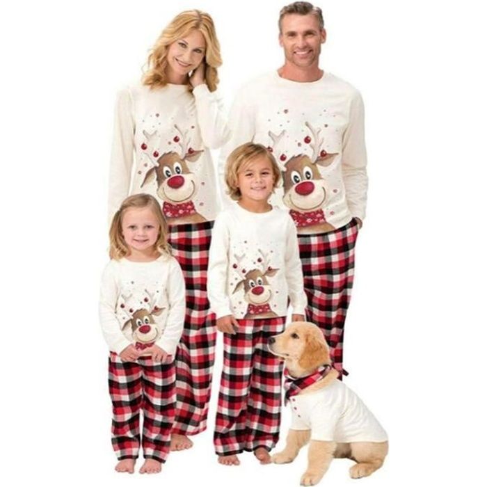 vêtements de Nuit du père noël Ensemble de Pyjamas Assortis pour la Famille de Noël de Noël Nouveau-né Tenues de Noël Classiques à Carreaux pour Adulte Enfants
