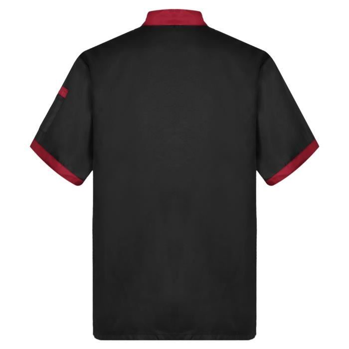 YIZYIF Veste de Chef Cuisinier Manches Courtes Homme Femme Uniforme de Travail Respirant M-XXL Noir