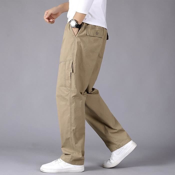 Pantalon cargo décontracté avec poche de couleur unie