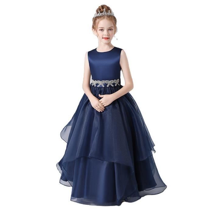 Robe de Soirée Mariage Enfant Fille Sans Manches Robe Longue de