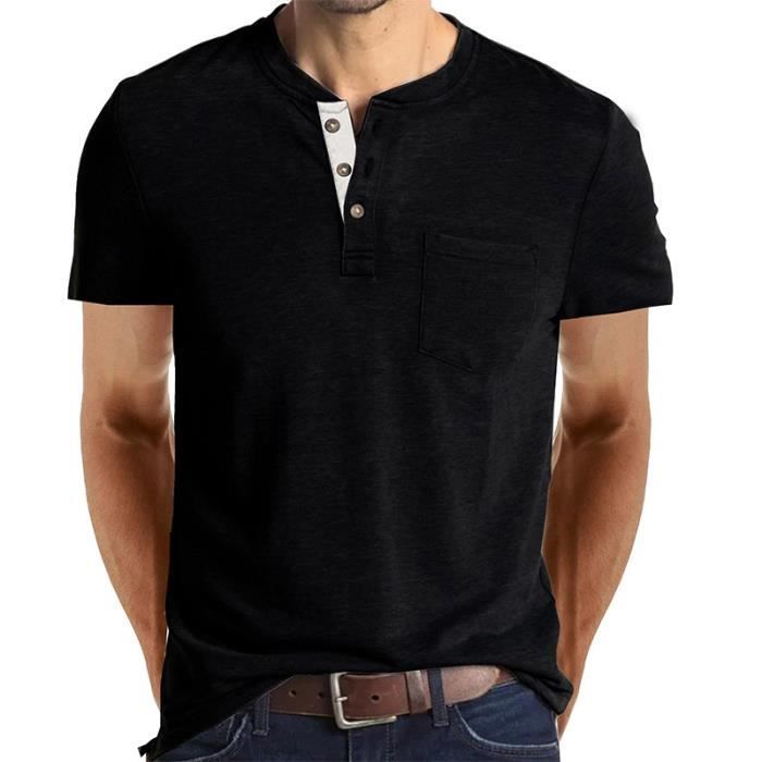 T-shirt en coton manches courtes noir homme