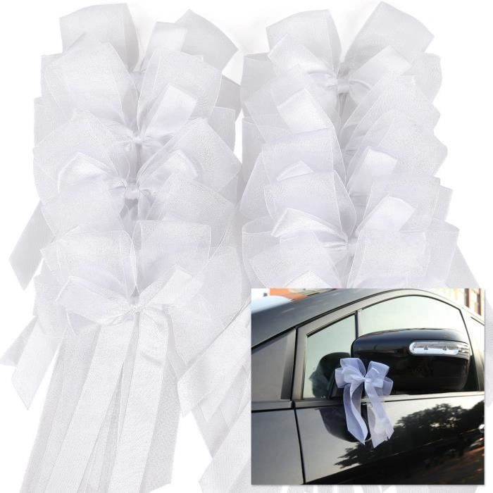 10x Noeud Papillon Satin Tulle Ruban Mariage Voiture Salle Chaise Decoration Blanc demballage
