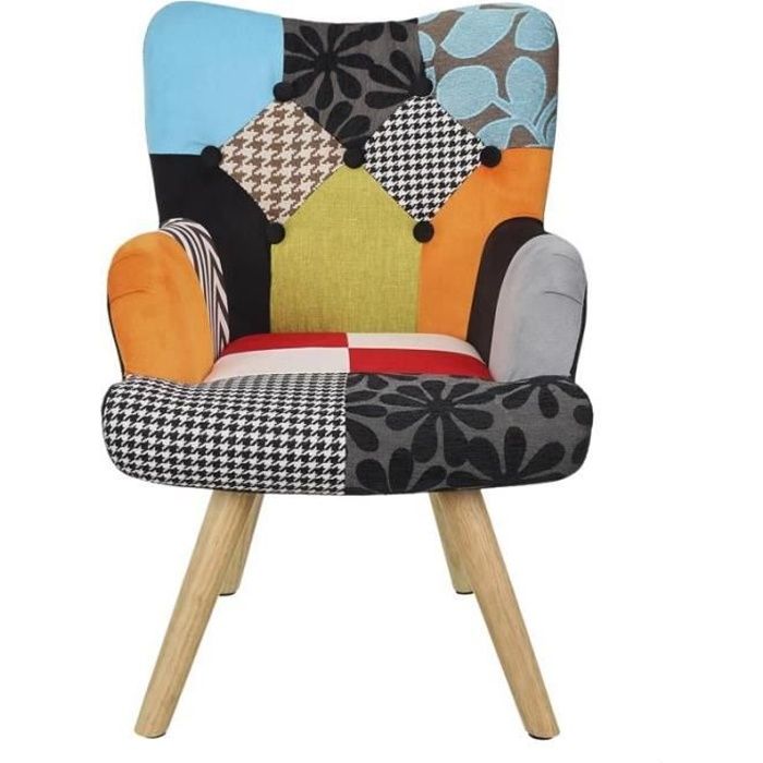 fauteuil patchwork enfant "helsinki" 65cm multicolore - paris prix